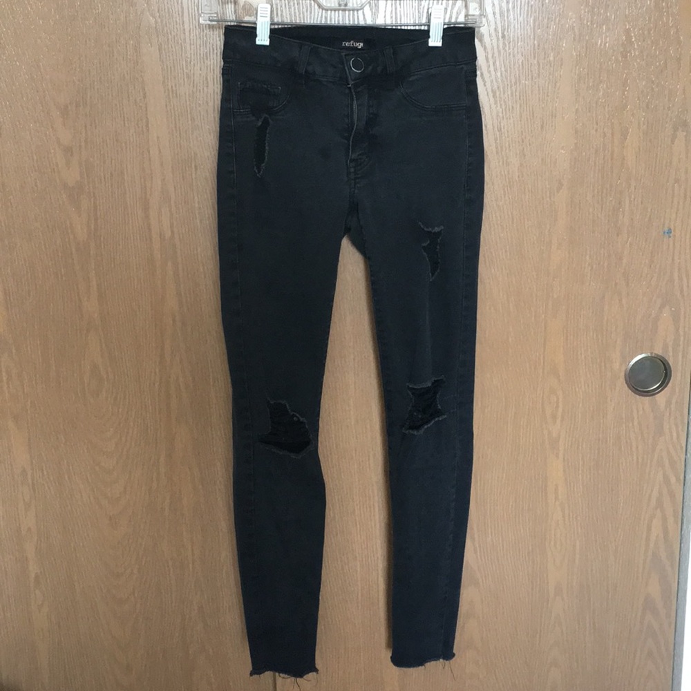 Black Distressed Skinny Jeans
